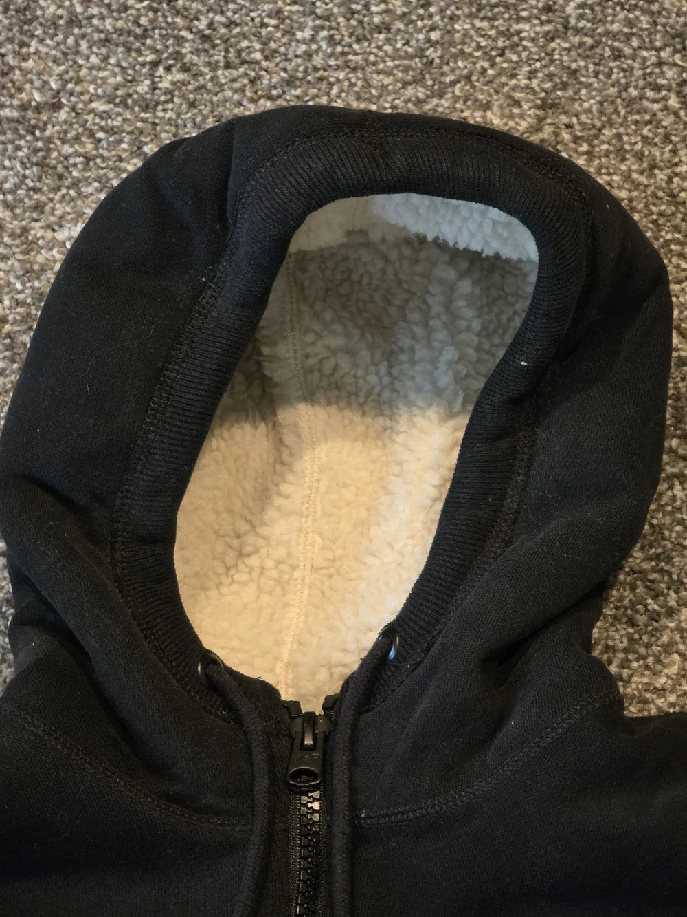 Abercrombie & Fitch Black Hooded Zip Jacket with Sherpa Lining